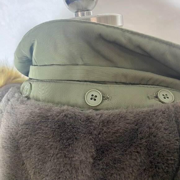 A New DAy XS Olive Green Womens Parka Jacket With Faux Fur Trim Hood Snap/Zip - Picture 9 of 16